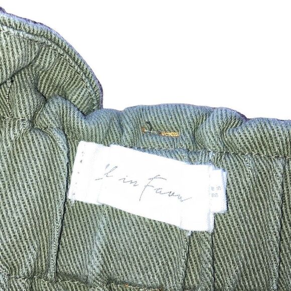 All in Favor Size Small Green High Waisted Belted Paper Bag Mom Cotton Shorts - Picture 3 of 4